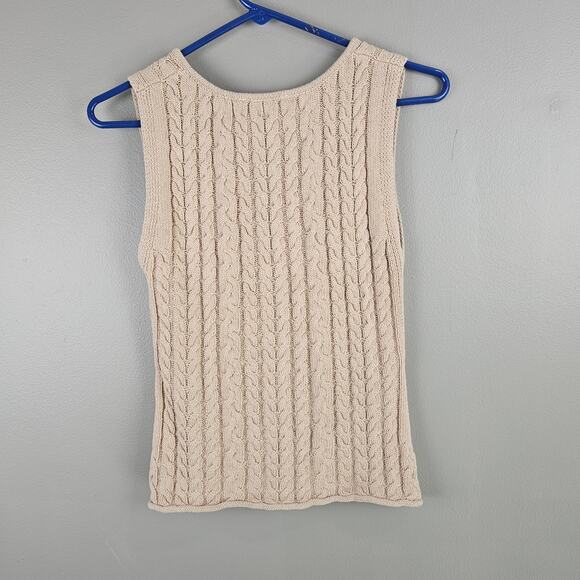 Industry Republic Clothing Beige Neutral Basic Knit Cotton Button Up Vest Top XS - Picture 2 of 5